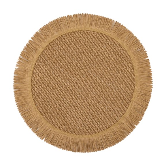 Handwoven Paper Placemat Lightweight Tasseled Edge Decorative Table Mat for Indoor and Outdoor Meals Place Mat