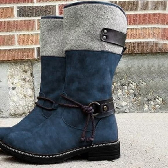 zanvin Women's snow boots half shaft warm lined knee high boots thickened warm casual half high female boots retro gifts for family On clearance