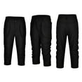thumbnail image 2 of Women Cropped Pants Solid Color Side Pockets High Waist Cargo Pants Bottoms, 2 of 3