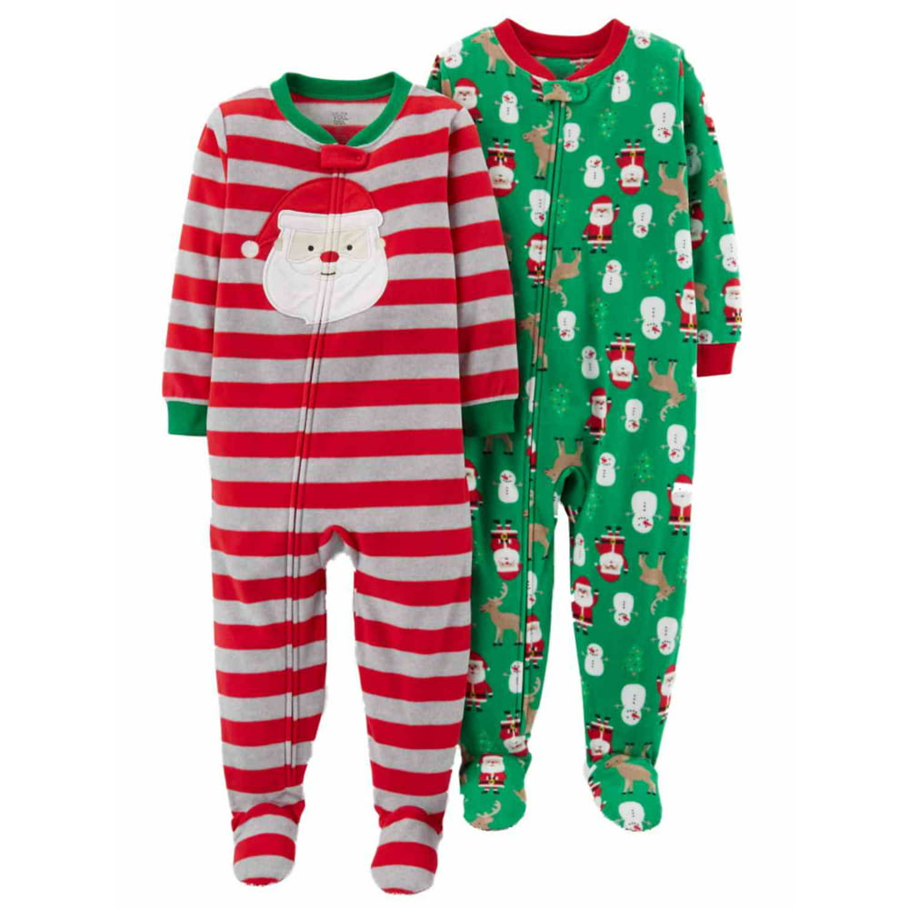 Carter's Carters Infant Boys 2 Christmas Sleepers Set Santa Claus & Reindeer Pajamas 12m
