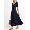 thumbnail image 5 of PRETTYGARDEN Women's Spring Midi Sweater Dresses Elegant Pleated Ribbed Knit Short Sleeve V Neck A Line Summer Outfits, 5 of 10