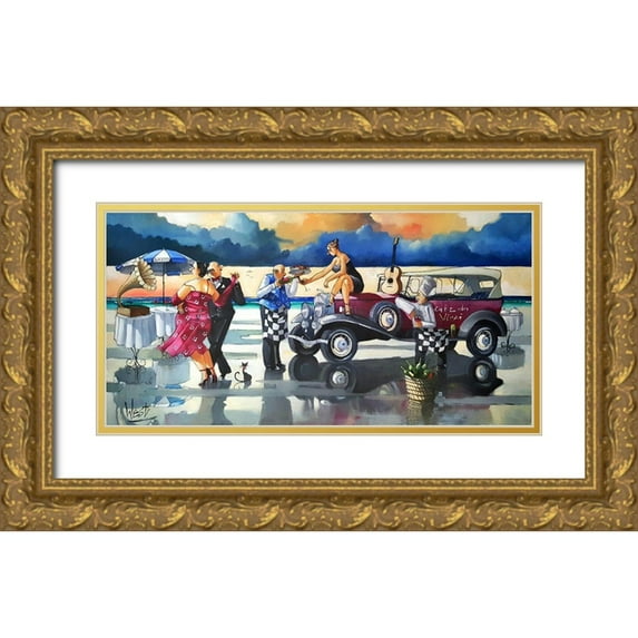 West, Ronald 14x9 Gold Ornate Wood Framed with Double Matting Museum Art Print Titled - Beach Lambada II