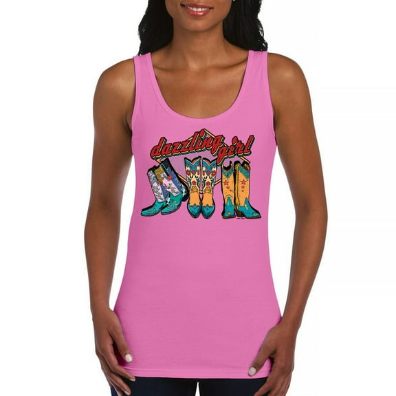 Dazzling Girl Women's Tank Top Blessed and Lucky Cowgirl Cute South Vintage Retro American Heritage Tradition