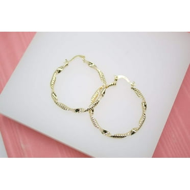 18K Gold Filled Large Twisted Leverback Hoop Earrings