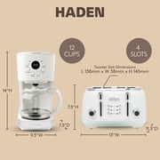 Haden Heritage 4 Slice Wide Slot Toaster & Coffee Maker, Ivory & Chrome