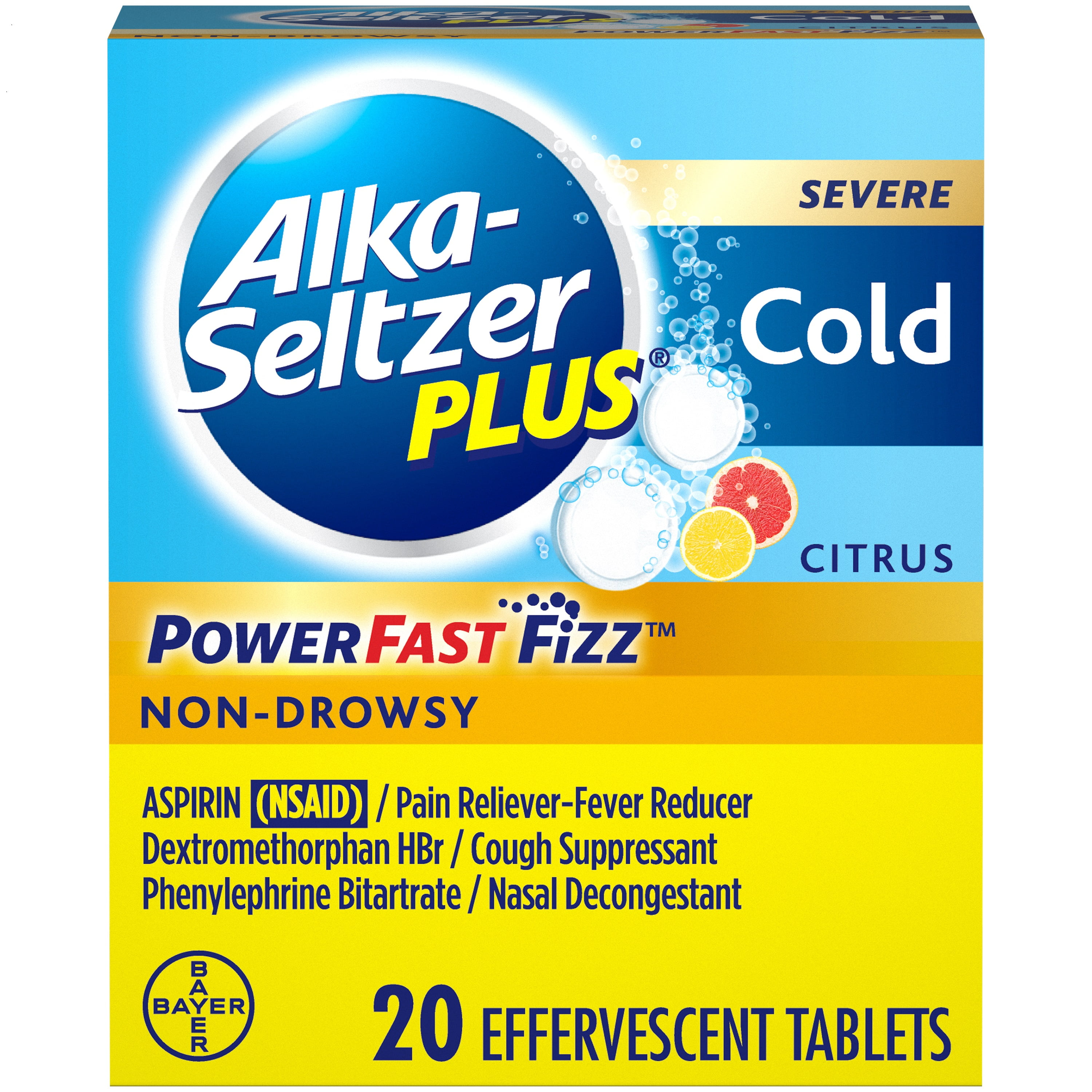 Alka-Seltzer Plus Severe Non-Drowsy Cold PowerFast Fizz Citrus Effervescent Tablets 20ct
