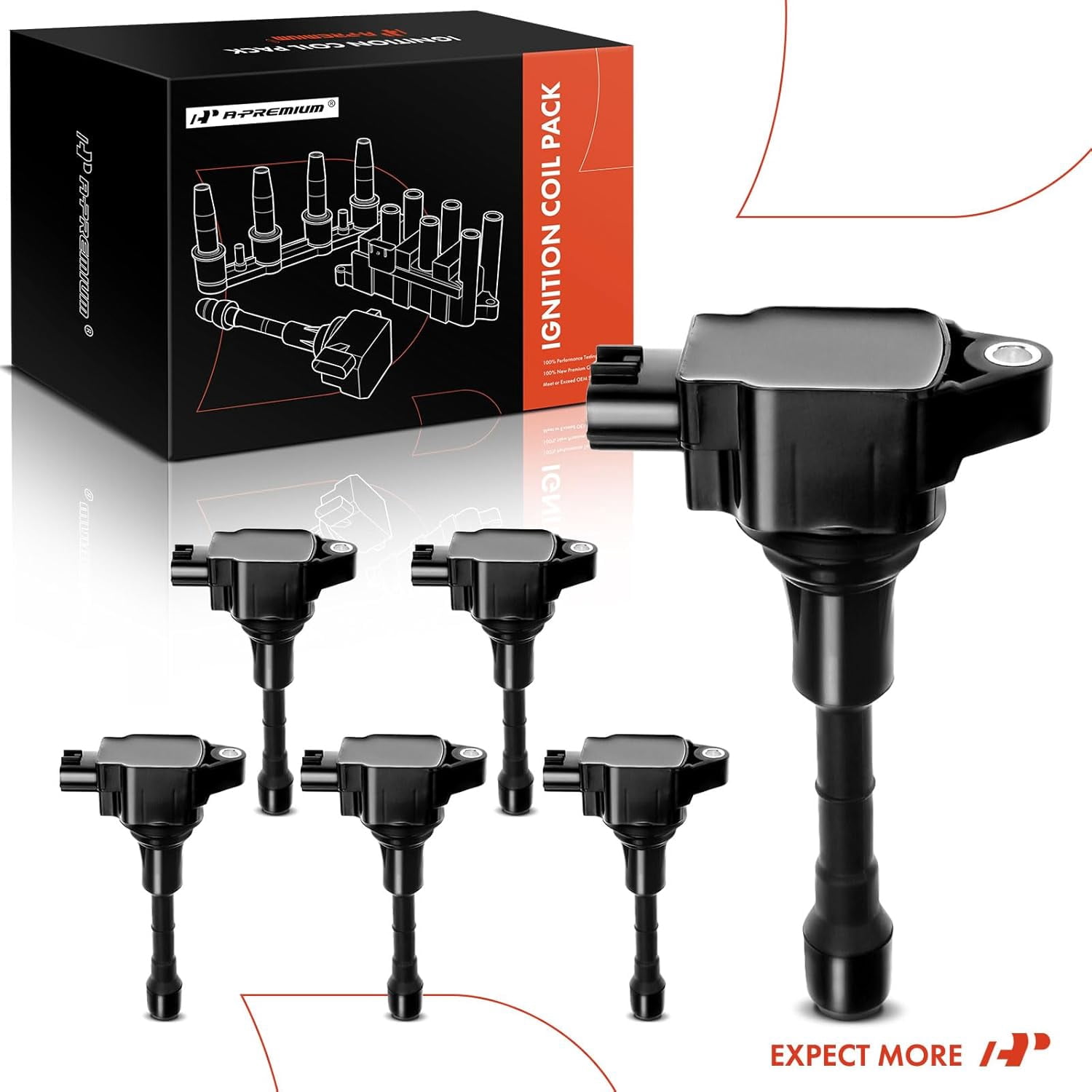 A-Premium Ignition Coil Pack Compatible with Nissan 370Z 2009-2019 Infiniti EX37 FX50 G37 M37 M56 Q50 Q70 QX50 V8 5.6L 3.7L 6-PC