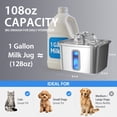 thumbnail image 6 of Ophanie 108oz/3.2L Stainless Steel Cat Water Fountain with Replacement Filters & Silicone Mat, Automatic Water Dispenser for Cat and Dogs, Electric Drinking Bowl Suitable for Multiple Pets, Silver, 6 of 14