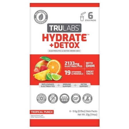 TruLabs Hydrate Detox Tropical Punch, 6 Count