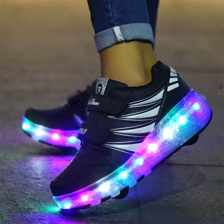 Fashion Colorful LED Light Shoes Kids Adult Ultra light Roller Heelys Skates Walmart