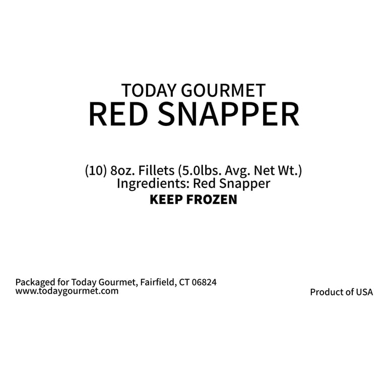 Today Gourmet Frozen Red Snapper - (10) 8oz. Fillets - 5.0lbs. Avg