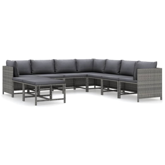 Casafoyer 9 Piece Patio Lounge Set with Cushions Poly Rattan Gray
