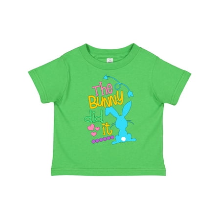 

Inktastic The Bunny Did It Easter Humor with Blue Bunny Silhouette Gift Toddler Boy or Toddler Girl T-Shirt