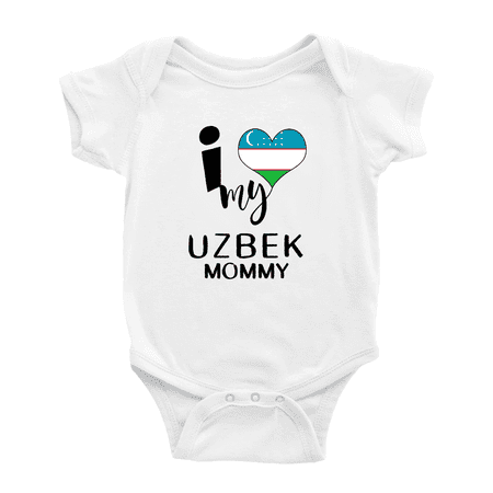 

I Heart My Uzbek Mommy Love Uzbekistan Flag Infant Baby Bodysuit (White 3-6 Months)