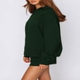 thumbnail image 3 of PENGXIANG Casual Solid Color Hooded Sweatshirt and Loose Shorts Set for Women, 3 of 7