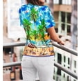 thumbnail image 5 of HAPPY BAY Women's Casual Beach Hawaiian Blouse Shirt Hawaii Blouses Short Sleeve Dress Tops Tee Button Down Shirts for Women S Water Surfing, Blue, 5 of 6