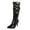 Black, variant on Elegant Stiletto Knee High Boots with Buckle Detail for Women - Fashionable Leather Dress Boots Ideal for Fall and Winter Riding Style