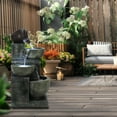 thumbnail image 6 of Queroig 23.6" 4-Tiers Outdoor Garden Water Fountain, Cascading Bowls and Stacked Stones Outdoor Water Fountain, Outside Patio Water Features Fountain with LED Light, without Atomizer, 6 of 7