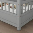 thumbnail image 5 of Full Size Floor Wooden Bed featuring a House Roof Frame and Grey Fence Guardrails, 5 of 11