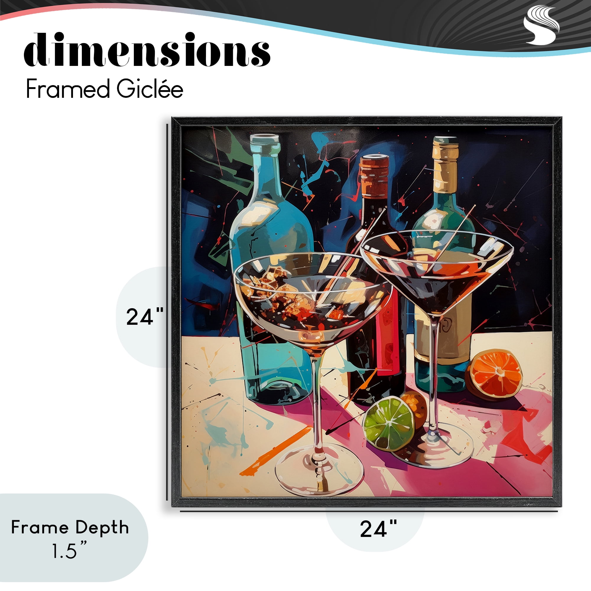 Stupell Industries Artsy Cocktails of Every Sip Black Framed Giclee Art, design by Lazar Studio