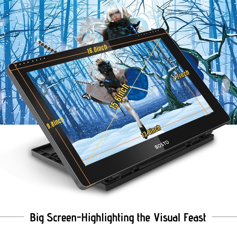 BOSTO 16HD 15.6" IPS Graphics Drawing Tablet Monitor 1920*1080 High Resolution 