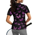 thumbnail image 2 of COEQINE V Neck Golf Shirts for Women 1/4 Zip Short Sleeve Moisture Wicking Polo Shirts Purple Butterfly Print Lightweight Golf Tops Pullover Workout Athletic Tops, XS, 2 of 7