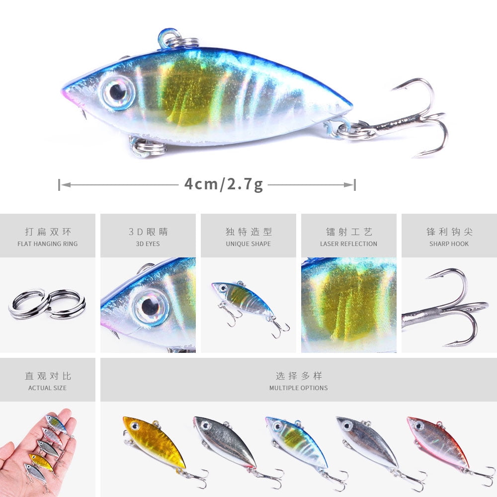 HENGJIA Lipless Crankbaits for Bass Fishing Lures, Small VIB Hard Baits Fishing Jigs for Freshwater and Saltwater Bass, Trout, Perch, Walleye