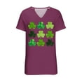 thumbnail image 3 of Uootdi St Patricks Day T Shirts for Women Cute V-Neck Short Sleeve Festival Gift Tops Lucky Irish Shamrock Clover Print Graphic Short Sleeve Tees Gift, 3 of 4