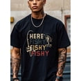 thumbnail image 3 of Camisetas con gráficos de peces para hombre, negras, cuello redondo, informales, suaves, 100 % algodón, divertidas, con frases, transpirables, absorbentes, de secado rápido, para correr, fin de semana, 3 of 6