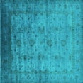 thumbnail image 1 of Ahgly Company Indoor Square Oriental Turquoise Blue Industrial Area Rugs, 8' Square, 1 of 4
