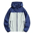thumbnail image 2 of Fengqque Men's UPF 50+ Sun Protection Hoodie Jacket Zip Up Lightweight Long Sleeve Color Blocked UV Fishing Shirts Quick Dry Zip Pockets Dark Blue XXL(XXL), 2 of 6