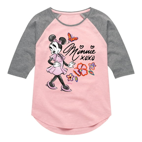 Disney - Minnie Mouse - Toddler & Youth Girls Raglan Graphic T-Shirt
