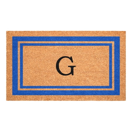 Blue Border Monogram Doormat (Letter G)