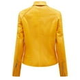 thumbnail image 5 of Scyoekwg Leather Jacket for Womens Long Sleeve Lapel Casual Overcoat Solid Color Coat Warm Jacket Slim Winter Parkas Faux Leather Hoodless Coats Yellow XXL, 5 of 5