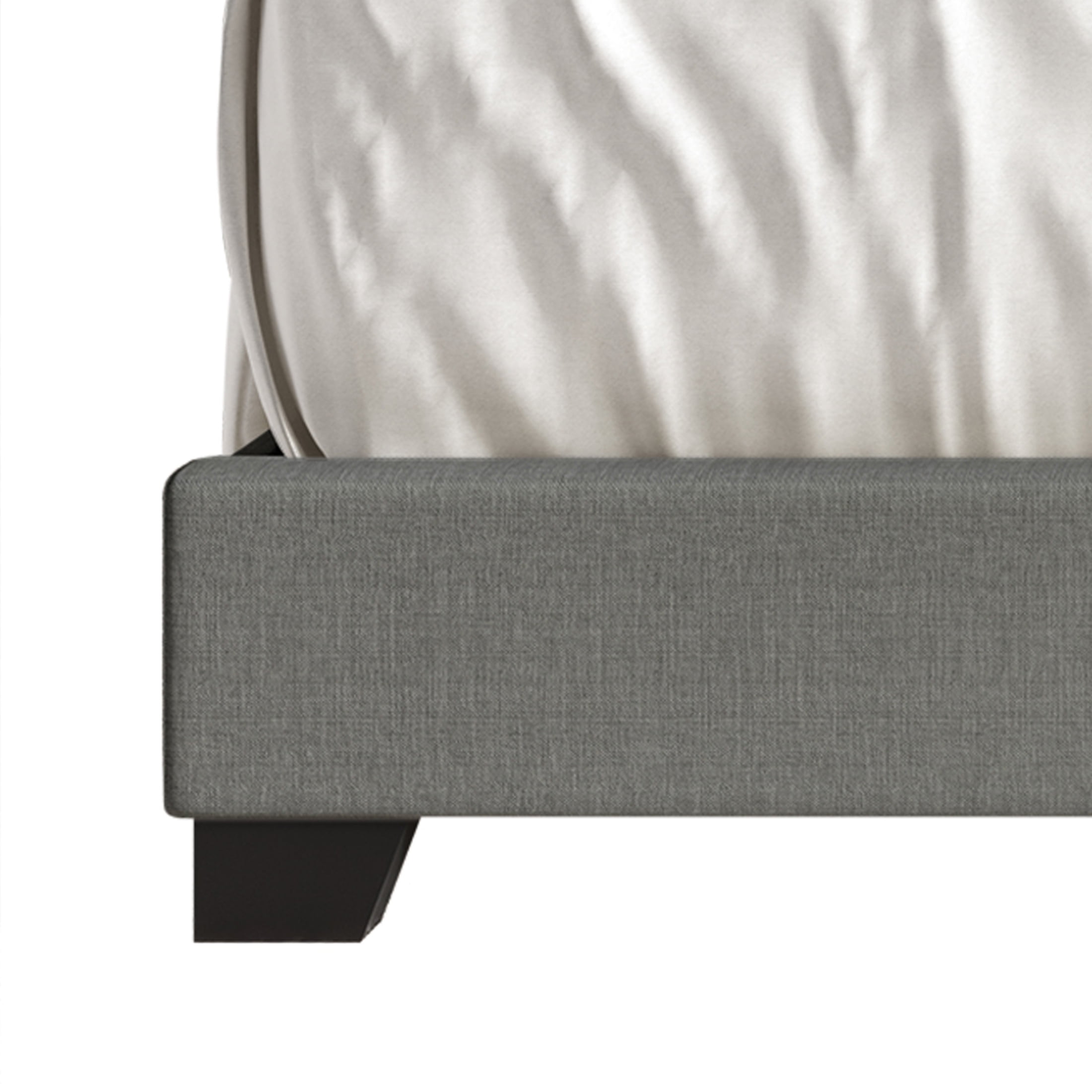 Castle Place Nailhead Trim Wingback Linen Upholstered Bed, Light Grey, Full