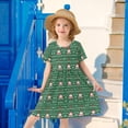 thumbnail image 6 of FORMRS Girls Short Sleeve Dress Summer Casual Round Neck A-line Beach Sundress, Sizes 2T-8T, Green Christmas Trees, 6 of 8