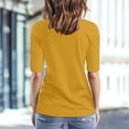 thumbnail image 5 of Sillenn Basic T Shirts Half Sleeve Tee Shirts V Neck Trendy Casual Blouses Dressy Casual T-Shirts Round Neck Fitted Top Tight Casual Basic Tees Basic Fit Tee 1/2 Sleeve Tops for Women Yellow L, 5 of 8