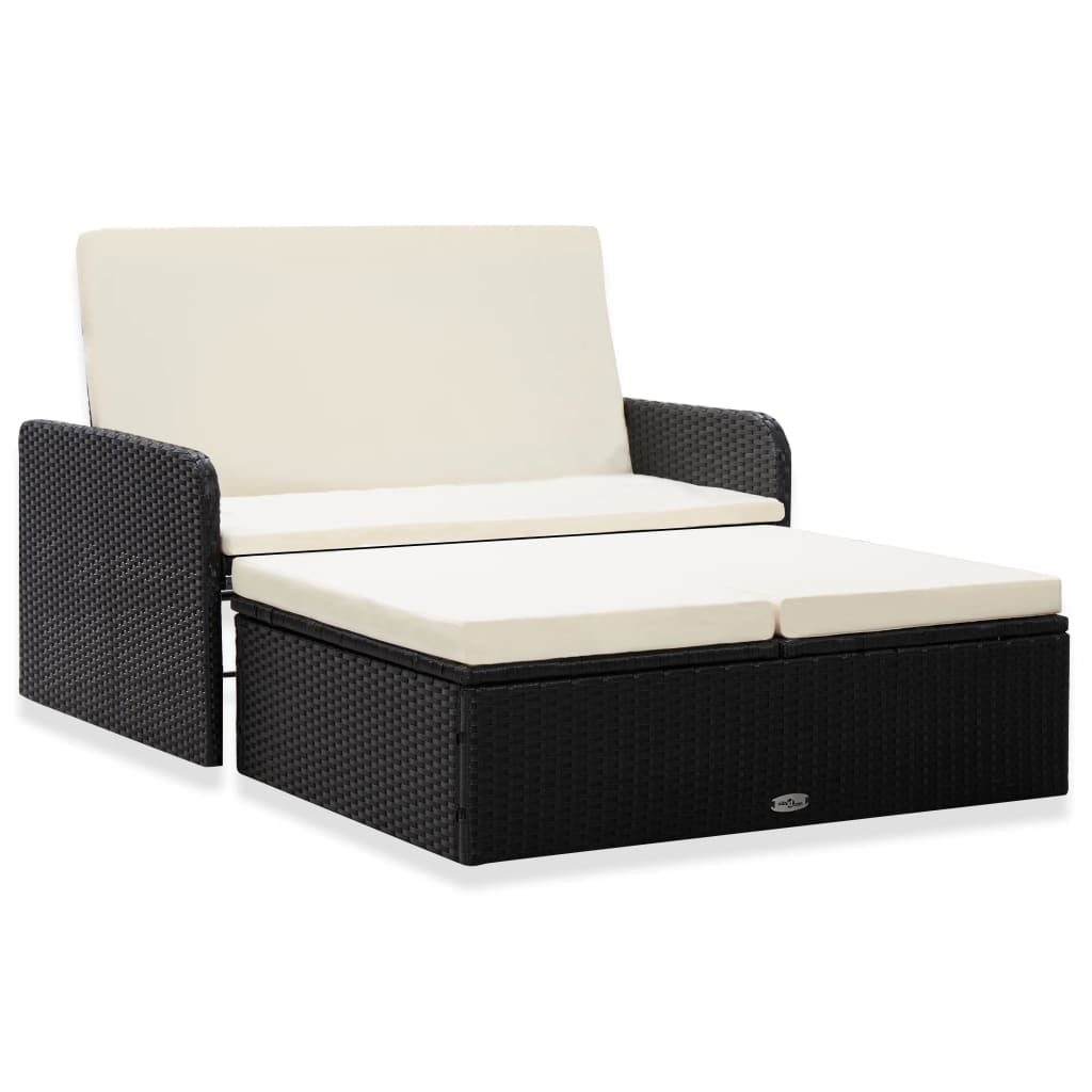 black rattan garden loungers