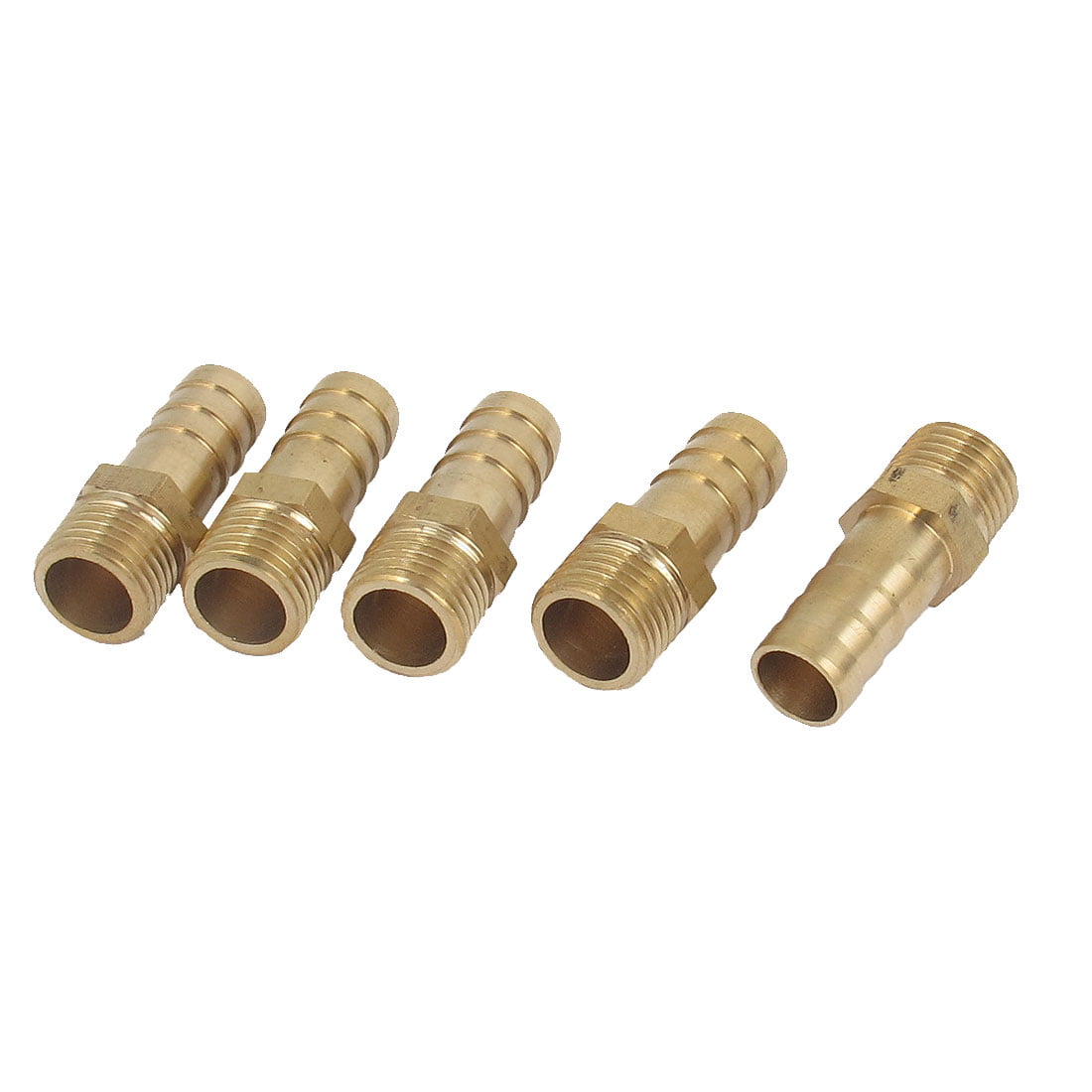 5Pcs 1/4"PT Male Thread to 8mm Hose Barb Brass Straight Coupling Fitting PVCA 