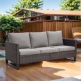 thumbnail image 2 of Bellefurn Outdoor 3 Seats Patio Sofa,All-Weather Wicker Deep Seat Outdoor Couch with Removable Cushions for Porch, Backyard, Balcony, Deck, 2 of 7