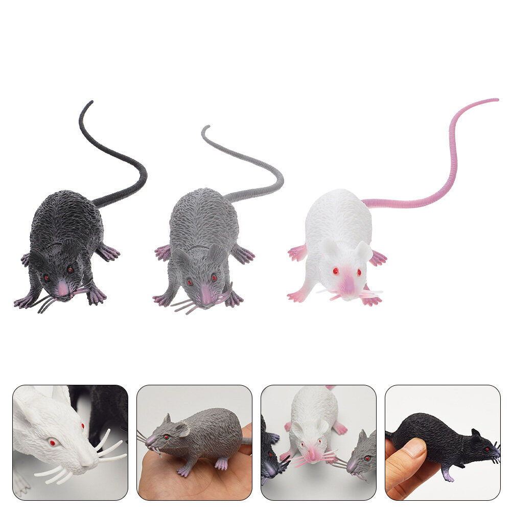 3pcs Fake Mice Lifelike Halloween Rats Decorations Vivid Mouse