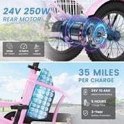 MOONCOOL Electric Tricycle for Kids ,16x3 3 Wheel 250W 10.4Ah Etrike W/ LED headlight & Rear Basket & horn bell & DIY stickers,6/9/12.5 MPH