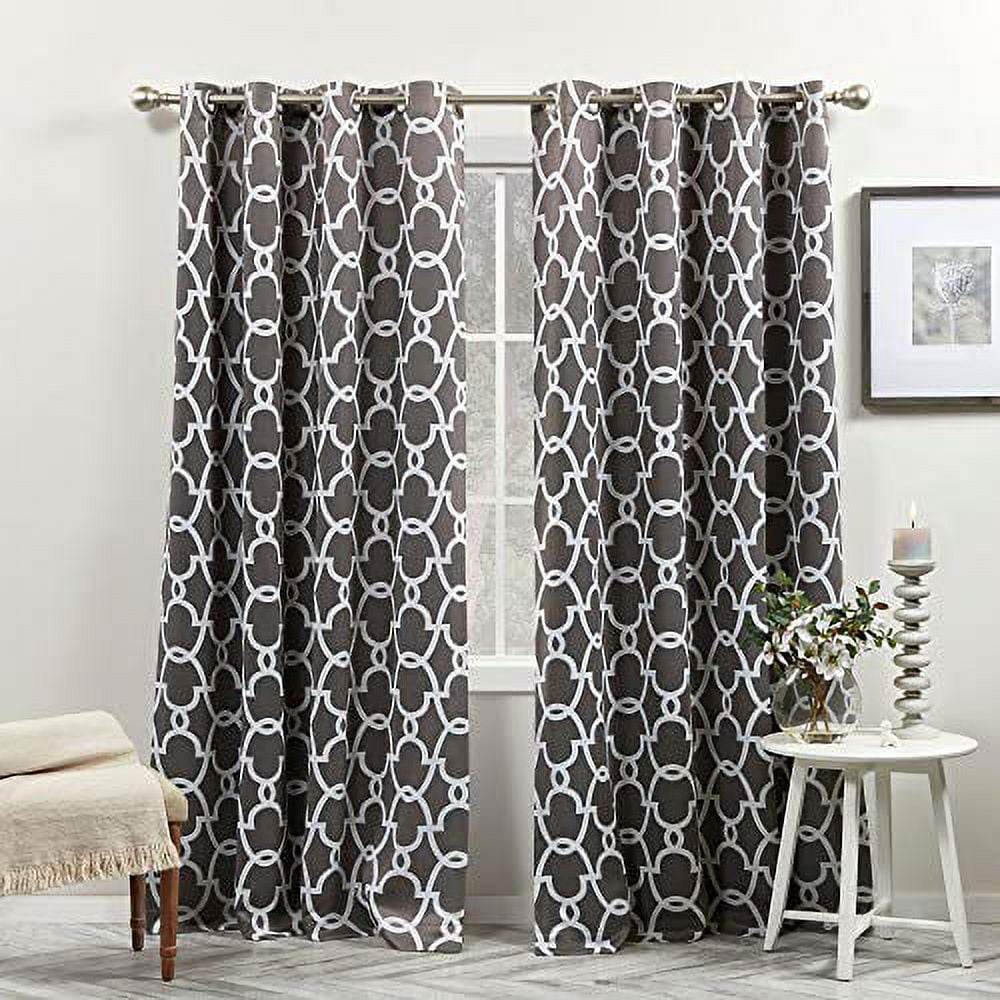 Exclusive Home Gates Sateen Room Darkening Blackout Thermal Grommet Top Curtain Panel Pair, 52"x96", Black Pearl