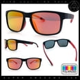 thumbnail image 2 of Polarized Color Mirror Light Weight Rectangle Sport Plastic Sunglasses Black Red - Red Mirror, 2 of 8