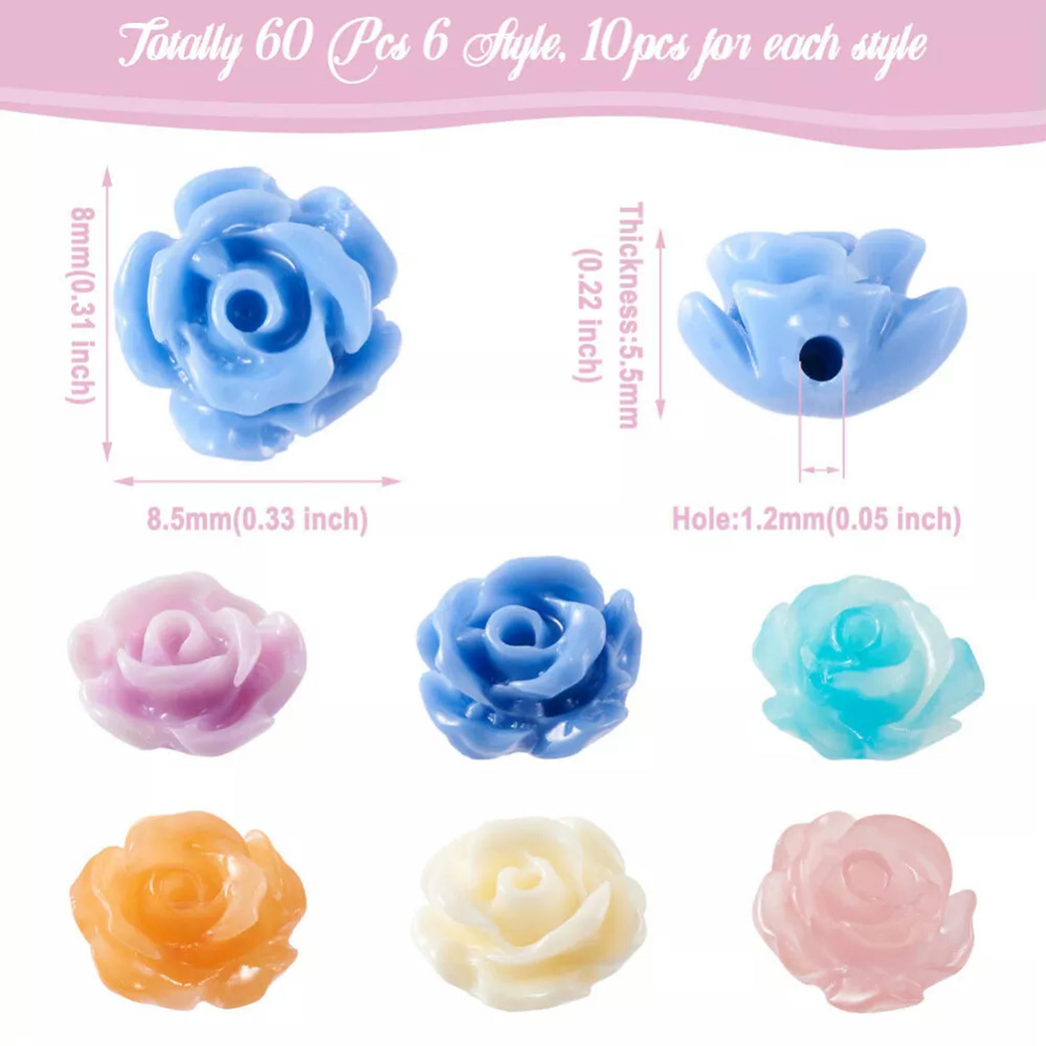 U8MO 60pcs Rose Flower Shell Beads Mini Loose Spacer Beads DIY Bracelet Craft 8x8.5mm