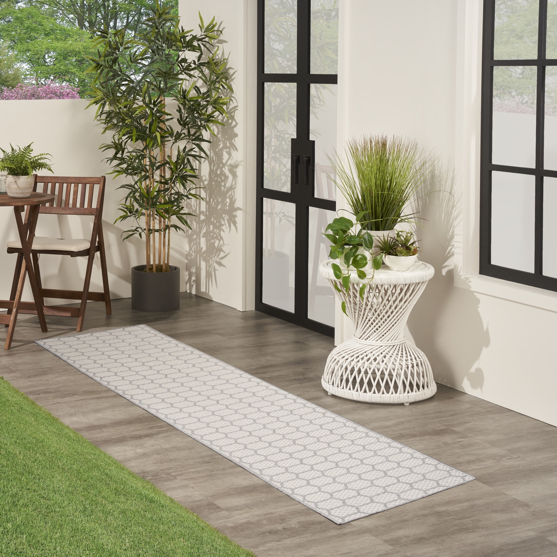 Nourison Twist Reversible 2'2" x 12' Grey Modern Rug