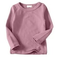 thumbnail image 4 of Futezty Boys Girls Shirt Solid Color Long Sleeve Crew Neck Kids Pullover Sweatshirt Basic Shirt Children's Round Neck Tops Boys Girls Fall Winter T Shirts Sweatshirts, 4 of 7