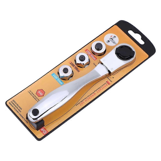 Ratchet Wrench 2-Way Multifunctional Hand Repairing Tool with 3Pcs Socket Adapters