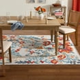 thumbnail image 2 of TOWN & COUNTRY EVERYDAY Hibiscus Bloom Modern Floral Indoor Outdoor Area Rug, UV Fade Resistant, High-Low Pile, Ivory/Red/Blue, 3'11"x5'2", 2 of 13