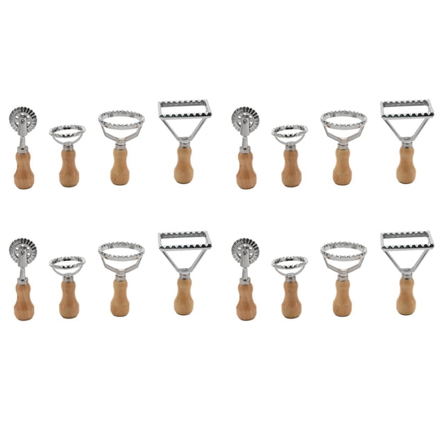 16X Ravioli Maker Cutter Stamp Set-Leading Cortador de Masa y Sellos de Prensa con Manejar de Madera-para Ravioles, Pasta, LasañA de Albóndigas